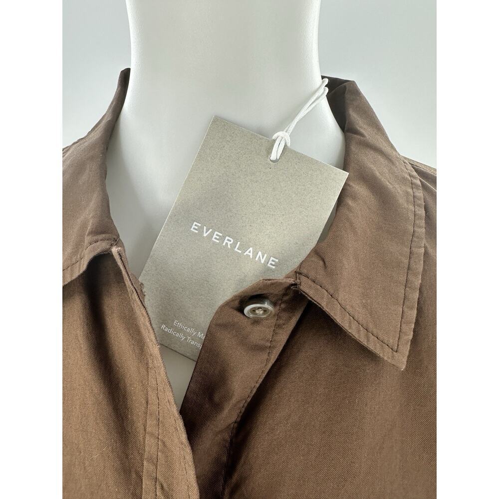Everlane Boxy Button Front Shirt XS Brown 100% Cotton Oversized Long Sleeve NWT - Picture 2 of 8